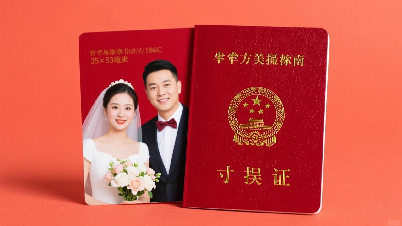 结婚证照片几寸？官方标准是35×53毫米（非2寸/大2寸/小2寸），红底Pantone 186C，零误差拍摄指南