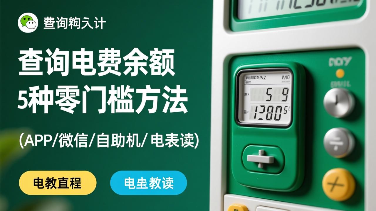 怎么查询电费余额？5种零门槛方法（APP/微信/短信/自助机/电表直读）全教程