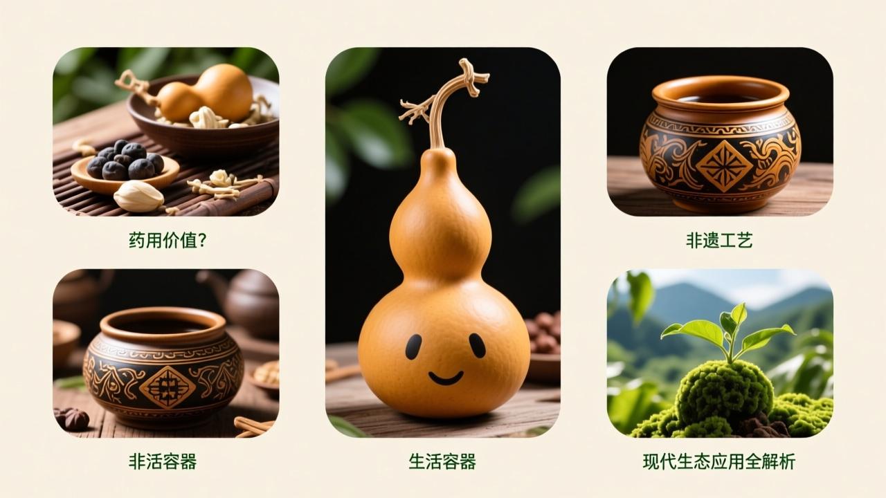 葫芦的用途有哪些?从药用价值、生活容器、非遗工艺到现代生态应用全解析 第1张 葫芦的用途有哪些?从药用价值、生活容器、非遗工艺到现代生态应用全解析 第1张