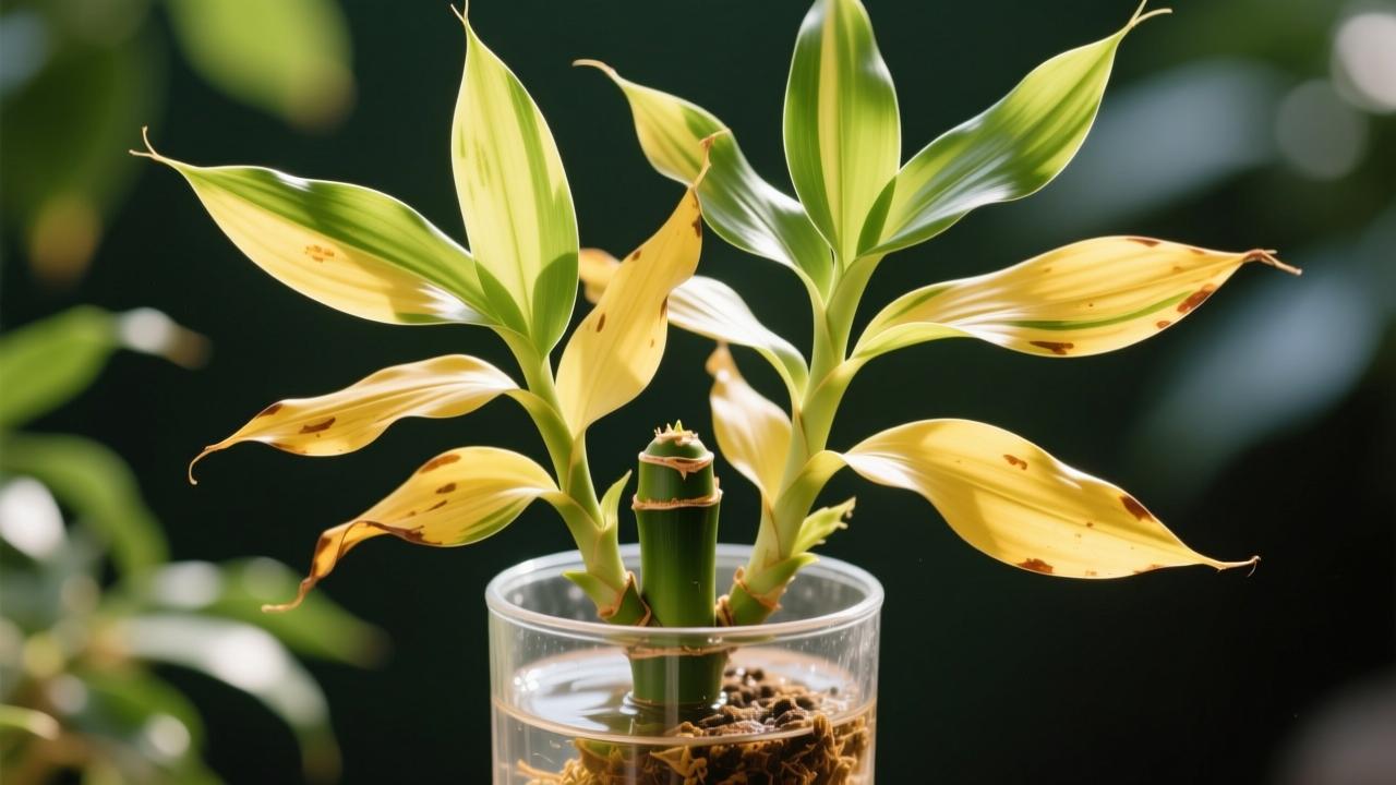 富贵竹叶子发黄怎么办？水培土培双模式实测：水质、缺素、光照、温湿4大根源+3天应急四步法