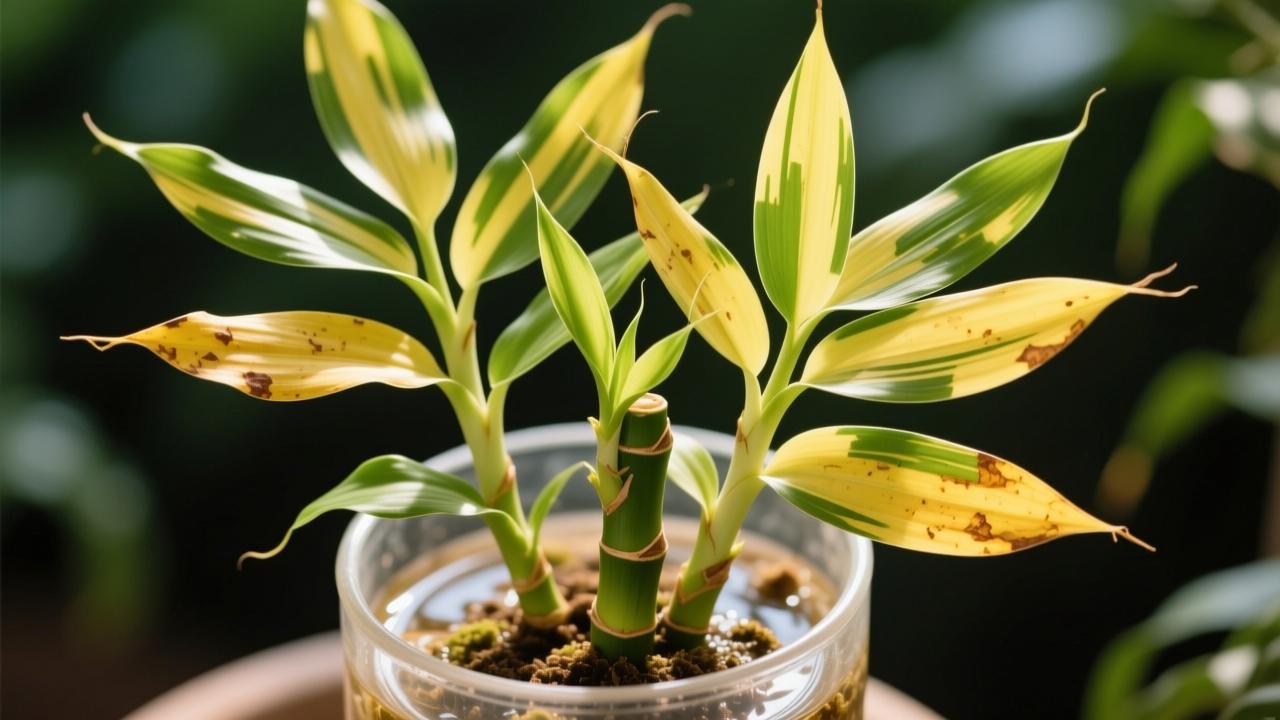 富贵竹叶子发黄怎么办？水培土培双模式实测：水质、缺素、光照、温湿4大根源+3天应急四步法  第2张