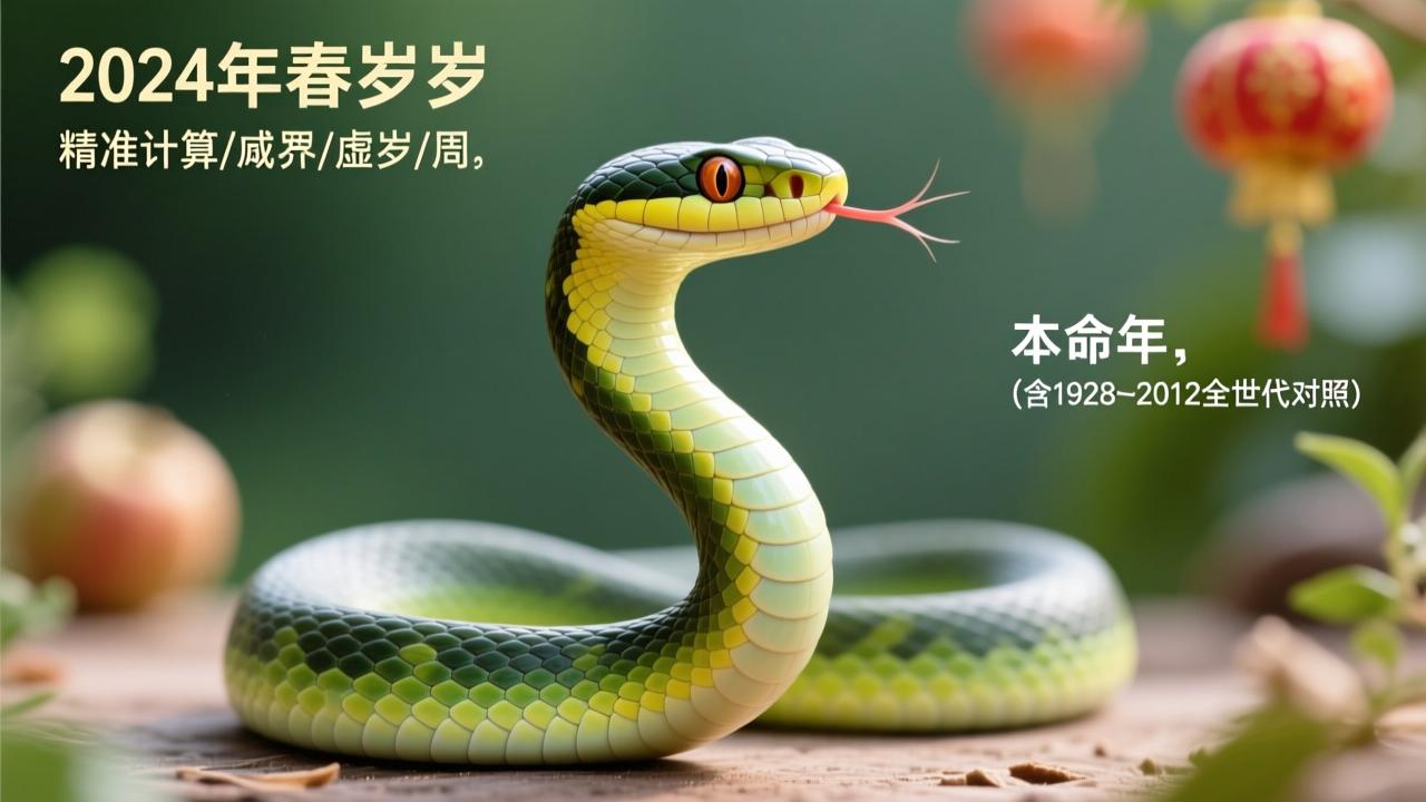 属蛇的几岁？2024年立春为界，精准计算虚岁/周岁/本命年（含1928–2012全世代对照）  第1张