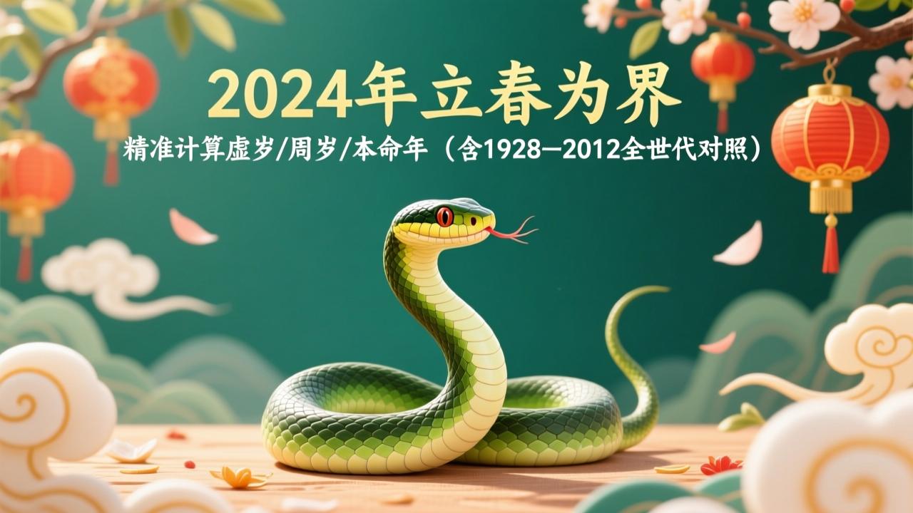 属蛇的几岁？2024年立春为界，精准计算虚岁/周岁/本命年（含1928–2012全世代对照）  第2张