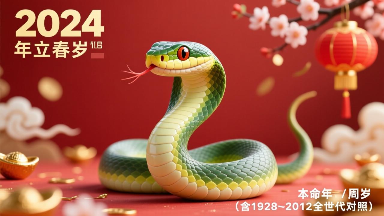 属蛇的几岁？2024年立春为界，精准计算虚岁/周岁/本命年（含1928–2012全世代对照）  第3张