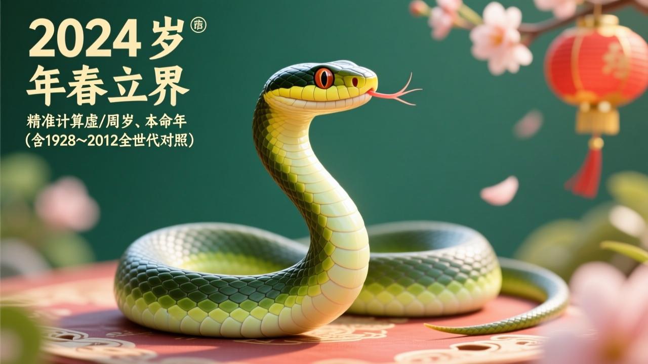 属蛇的几岁？2024年立春为界，精准计算虚岁/周岁/本命年（含1928–2012全世代对照）  第4张