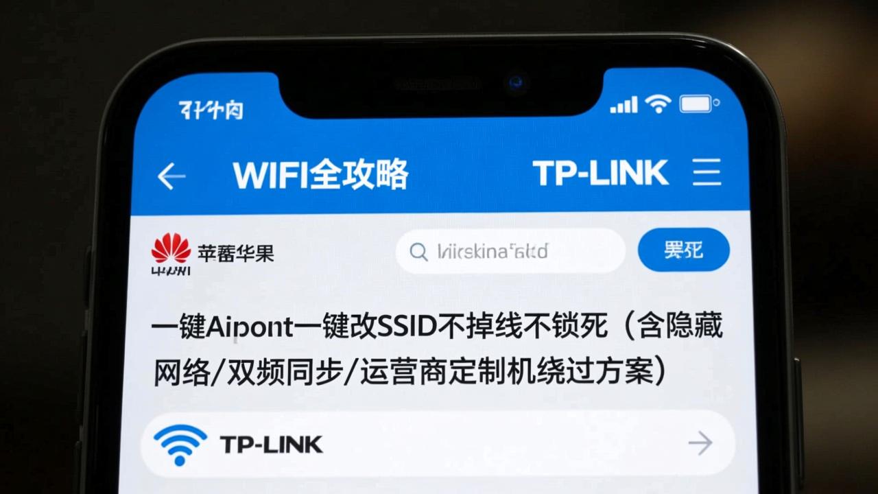 修改WiFi名称全攻略：华为TP-Link华硕苹果AirPort一键改SSID不掉线不锁死（含隐藏网络/双频同步/运营商定制机绕过方案）