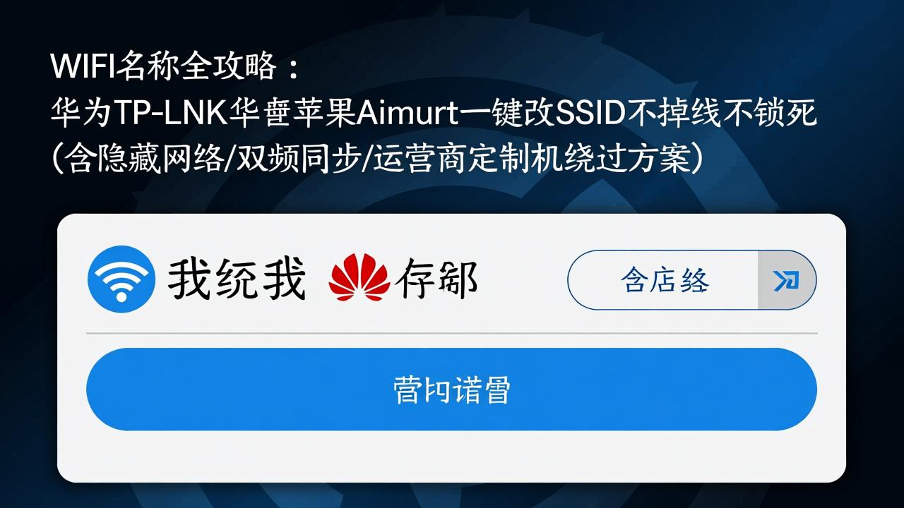 修改WiFi名称全攻略：华为TP-Link华硕苹果AirPort一键改SSID不掉线不锁死（含隐藏网络/双频同步/运营商定制机绕过方案）  第4张