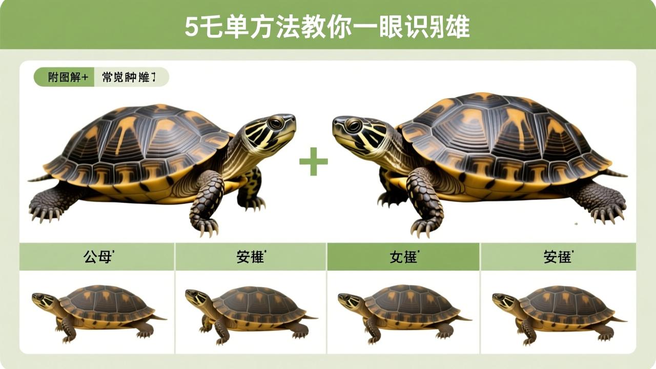 乌龟怎么分公母?5个简单方法教你一眼识别雄雌(附图解+常见龟种对照表) 第3张 乌龟怎么分公母?5个简单方法教你一眼识别雄雌(附图解+常见龟种对照表) 第3张