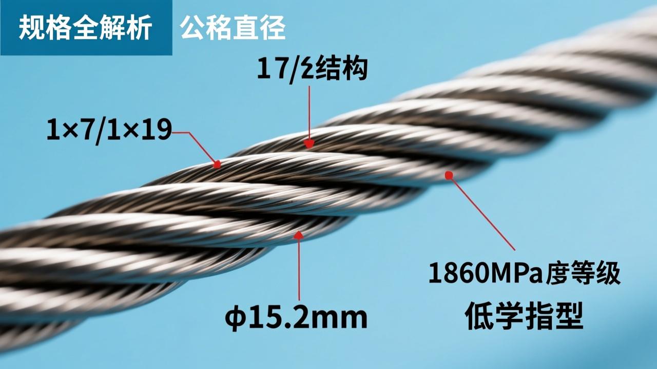 钢绞线规格全解析：1×7/1×19结构、φ15.2mm公称直径、1860MPa强度等级与低松弛选型指南