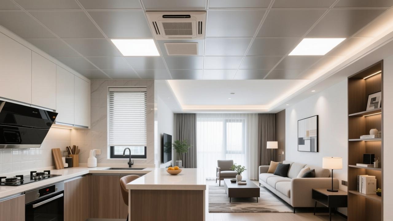 铝扣板吊顶效果图欣赏：从厨房到客厅，现代家居的实用与美学升级