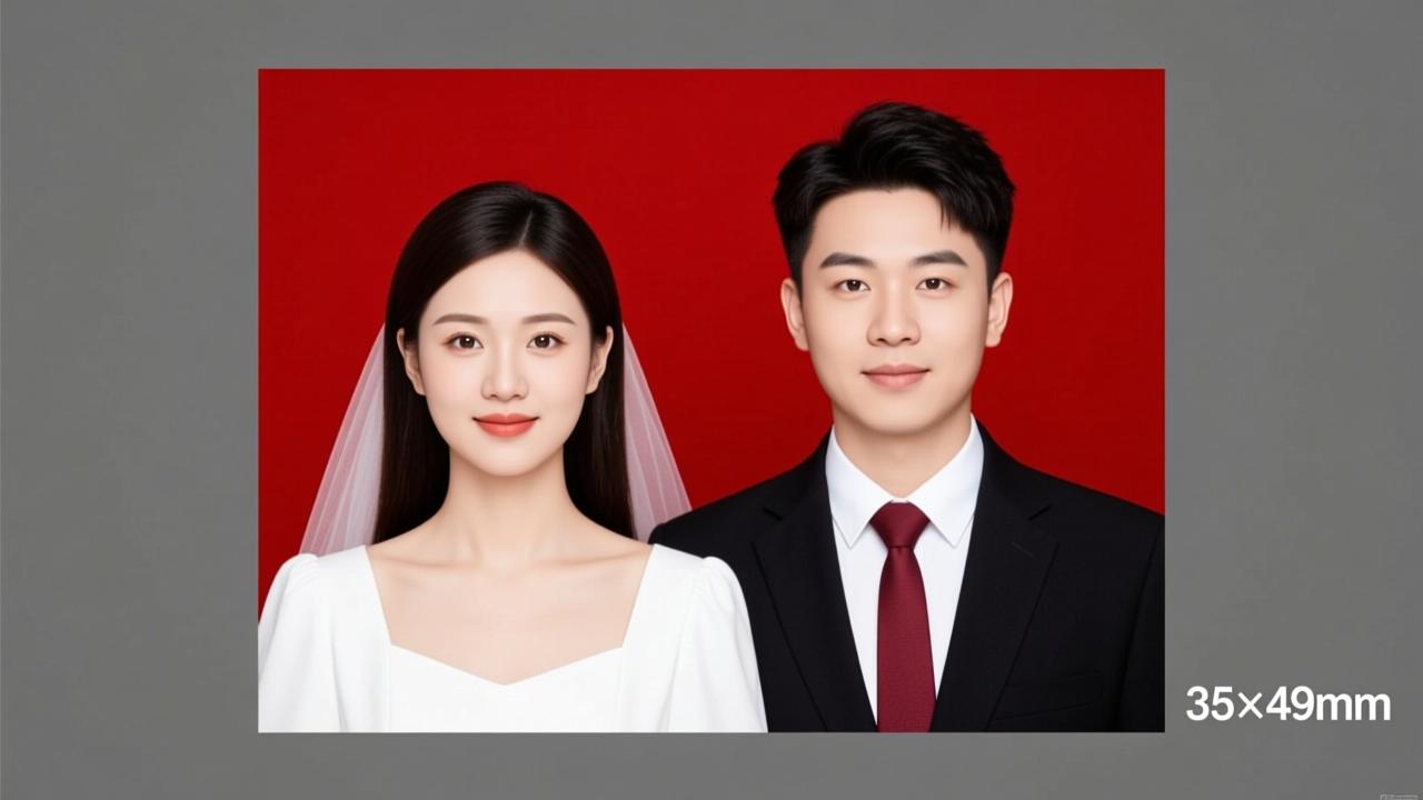 结婚登记照尺寸2024最新标准：35×49mm红底双人照避坑指南