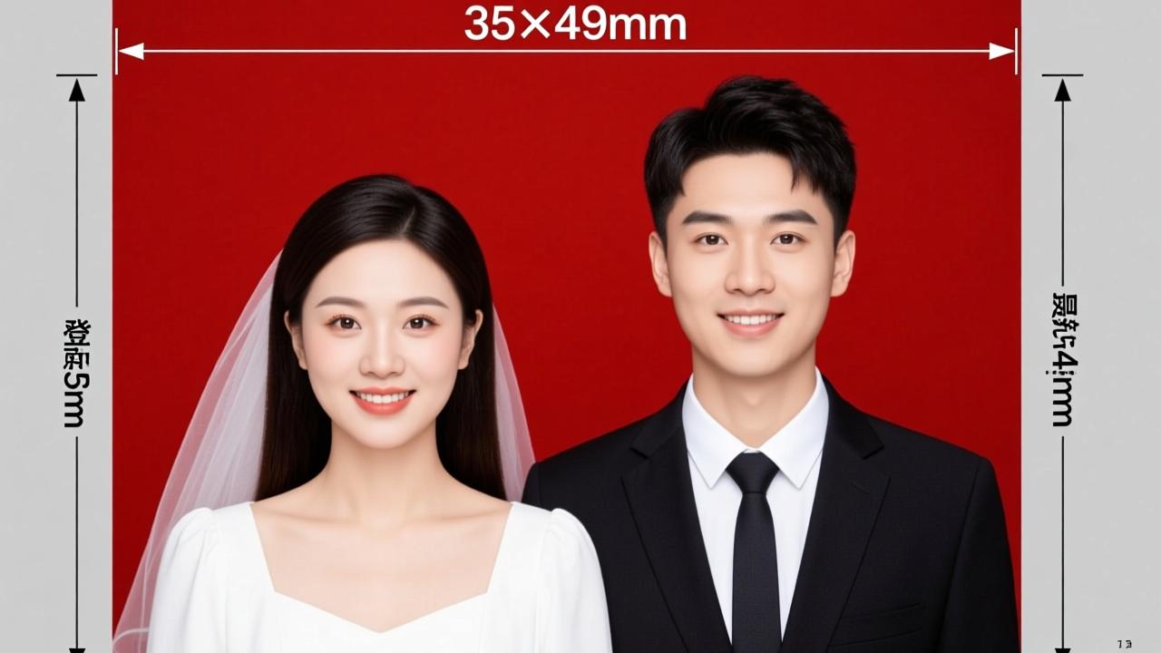 结婚登记照尺寸2024最新标准：35×49mm红底双人照避坑指南  第3张