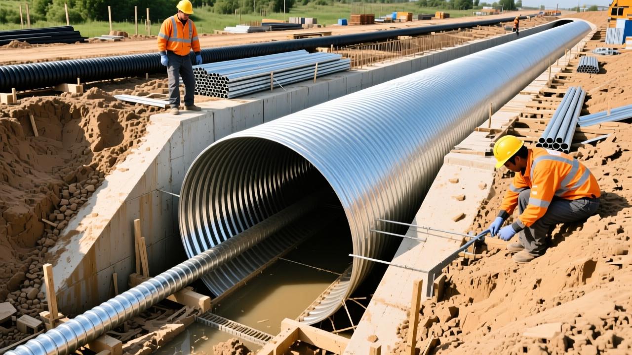 钢波纹管涵施工安装全过程详解:从选材到验收,快速解决复杂地形涵洞建设难题