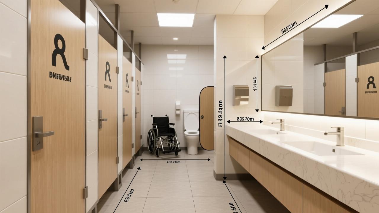 公共卫生间尺寸设计全解析:无障碍厕位、洗手台与通道标准尺寸一文掌握 第4张 公共卫生间尺寸设计全解析:无障碍厕位、洗手台与通道标准尺寸一文掌握 第4张