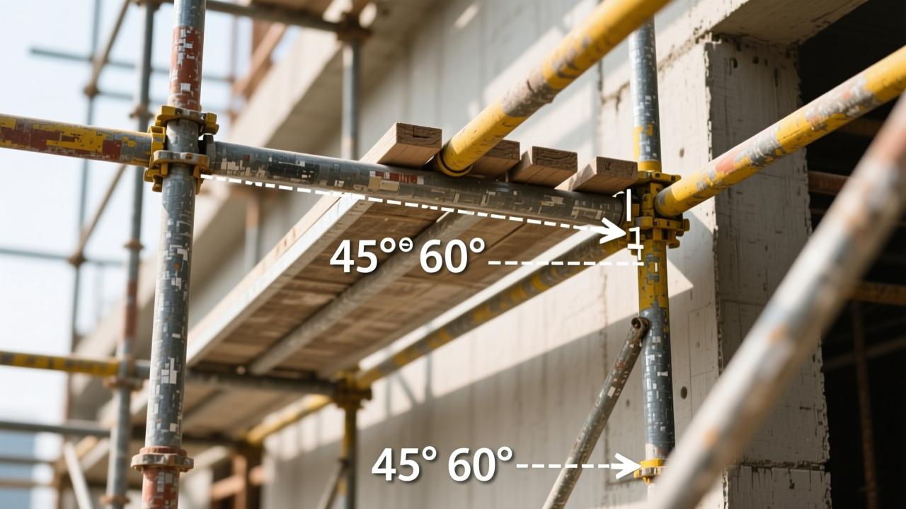 脚手架斜撑安装规范：45°到60°角度标准确保施工安全  第1张