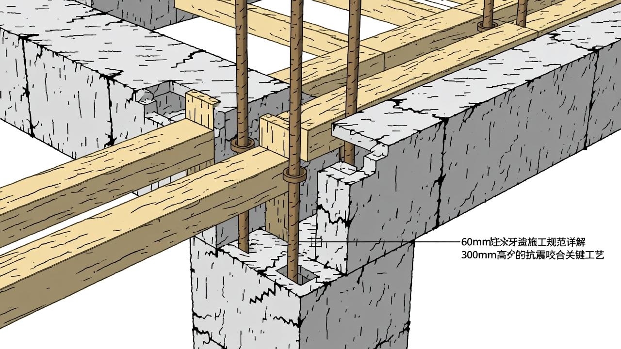 构造柱马牙槎施工规范详解：60mm进深×300mm高度的抗震咬合关键工艺