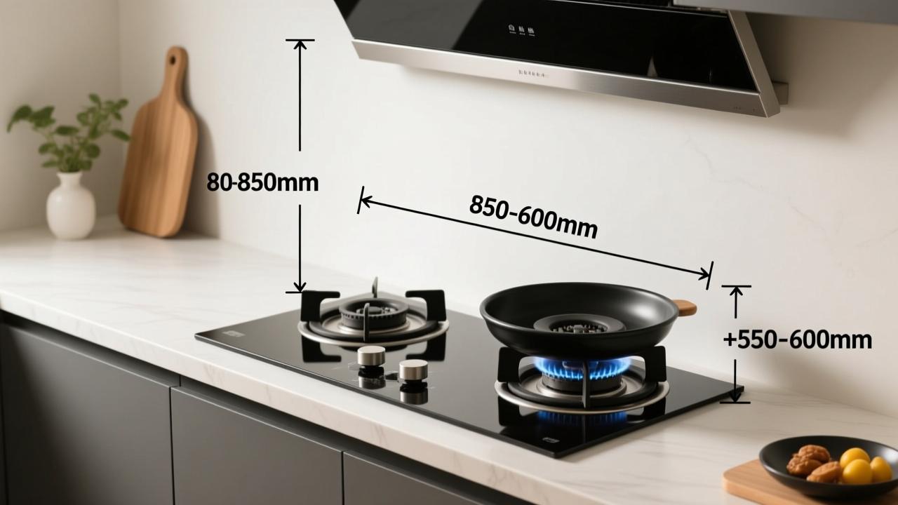 灶台尺寸标准全解析：800-850mm高度+550-600mm深度，如何根据身高、灶具类型与人体工学定制不累腰的黄金尺寸  第1张
