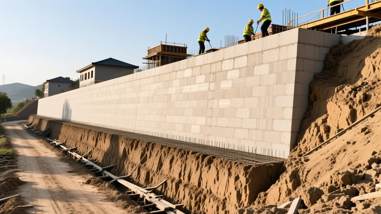 扶壁式挡土墙设计施工全解析：高墙·窄场地·软地基的最优解