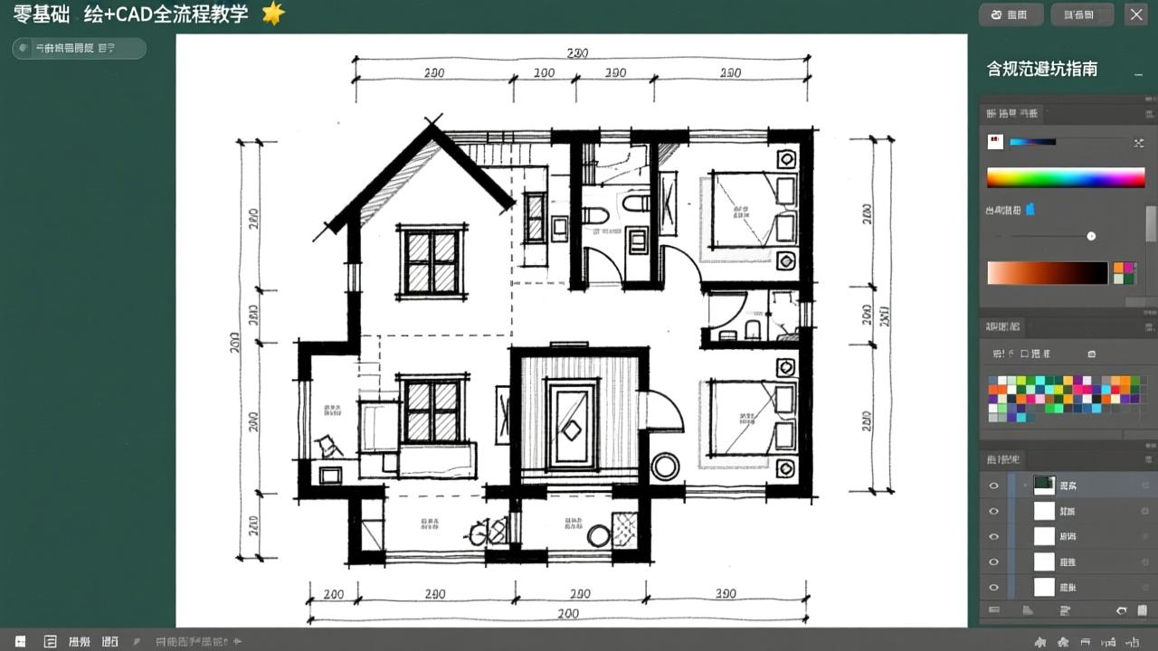 房屋平面图怎么画？零基础手绘+CAD全流程教学（含规范避坑指南）