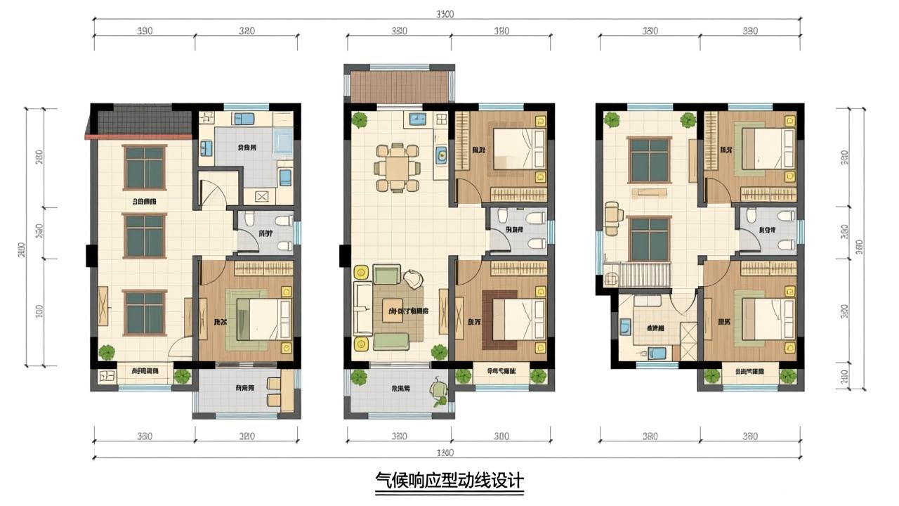 农村自建房平面图怎么画才实用？3栋自建房经验总结的烟火气布局法（含60–120㎡尺寸策略+气候响应型动线设计）