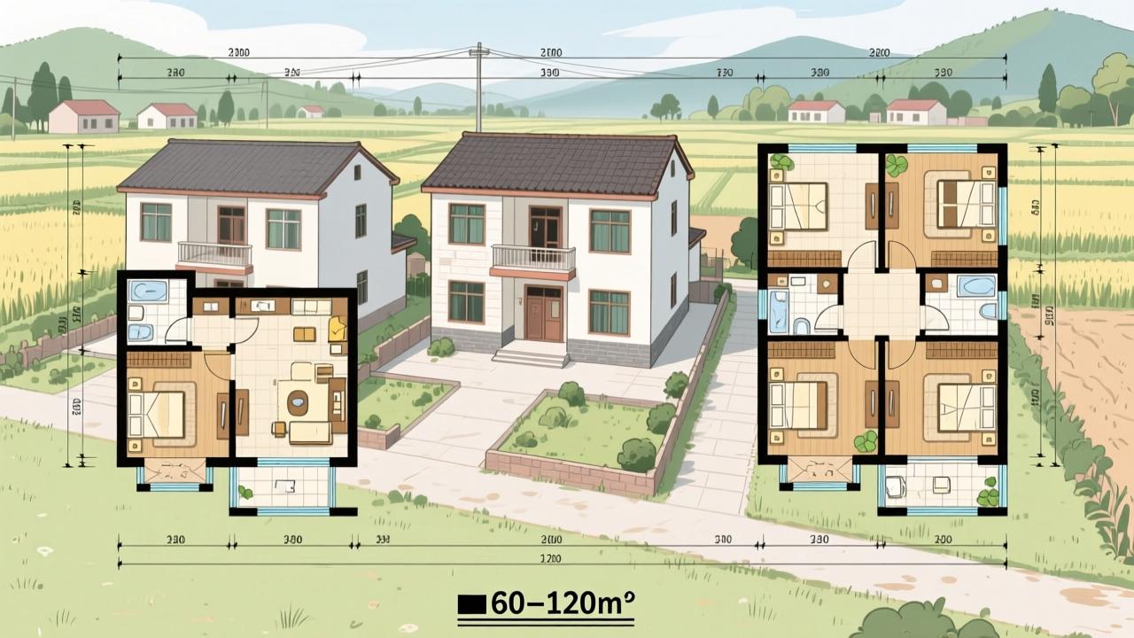 农村自建房平面图怎么画才实用？3栋自建房经验总结的烟火气布局法（含60–120㎡尺寸策略+气候响应型动线设计）  第2张