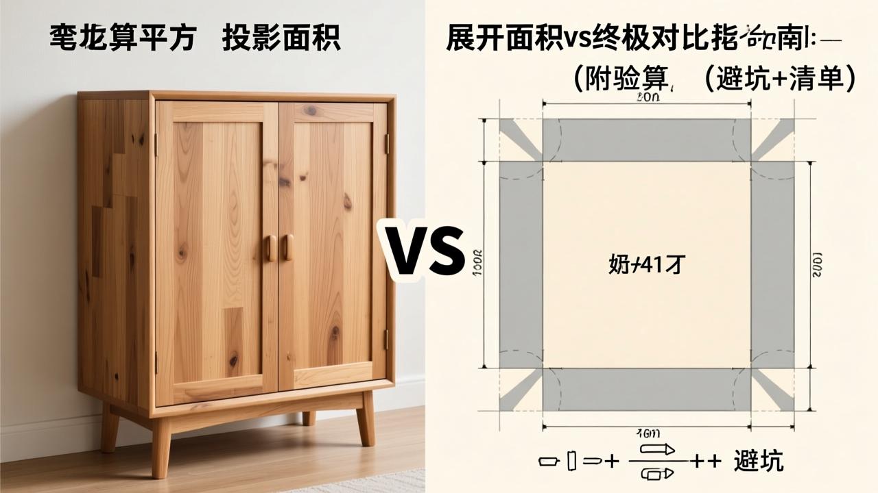 柜子怎么算平方？投影面积vs展开面积终极对比指南（附验算公式+避坑清单）