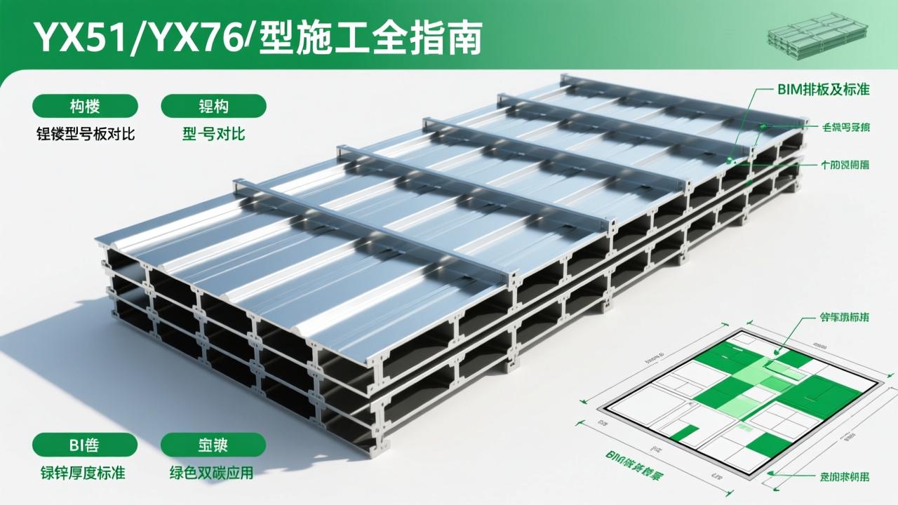 钢构楼承板选型与施工全指南：YX51/YX76型号对比、镀锌厚度标准、BIM排板及绿色双碳应用