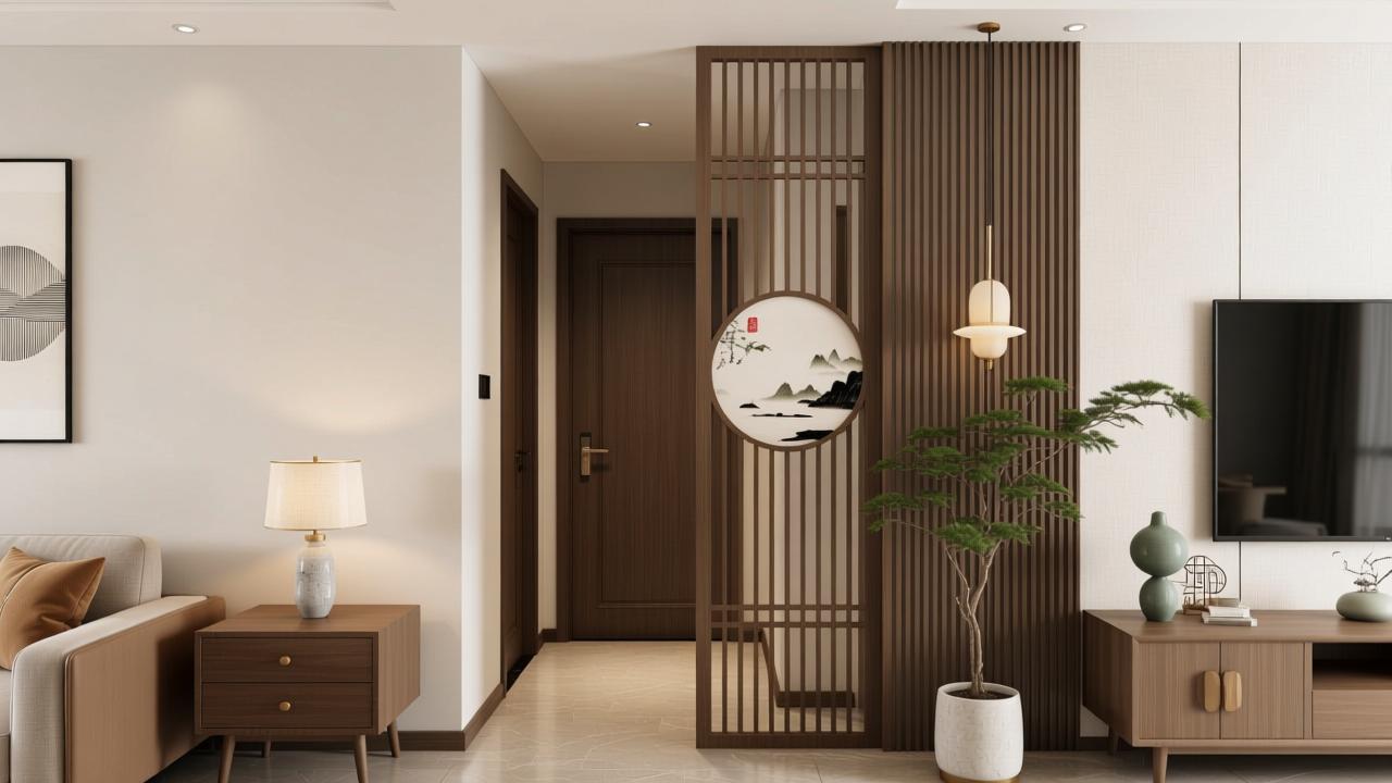 客厅进门屏风怎么选？小户型玄关隔断的私密性、风水与呼吸感解决方案