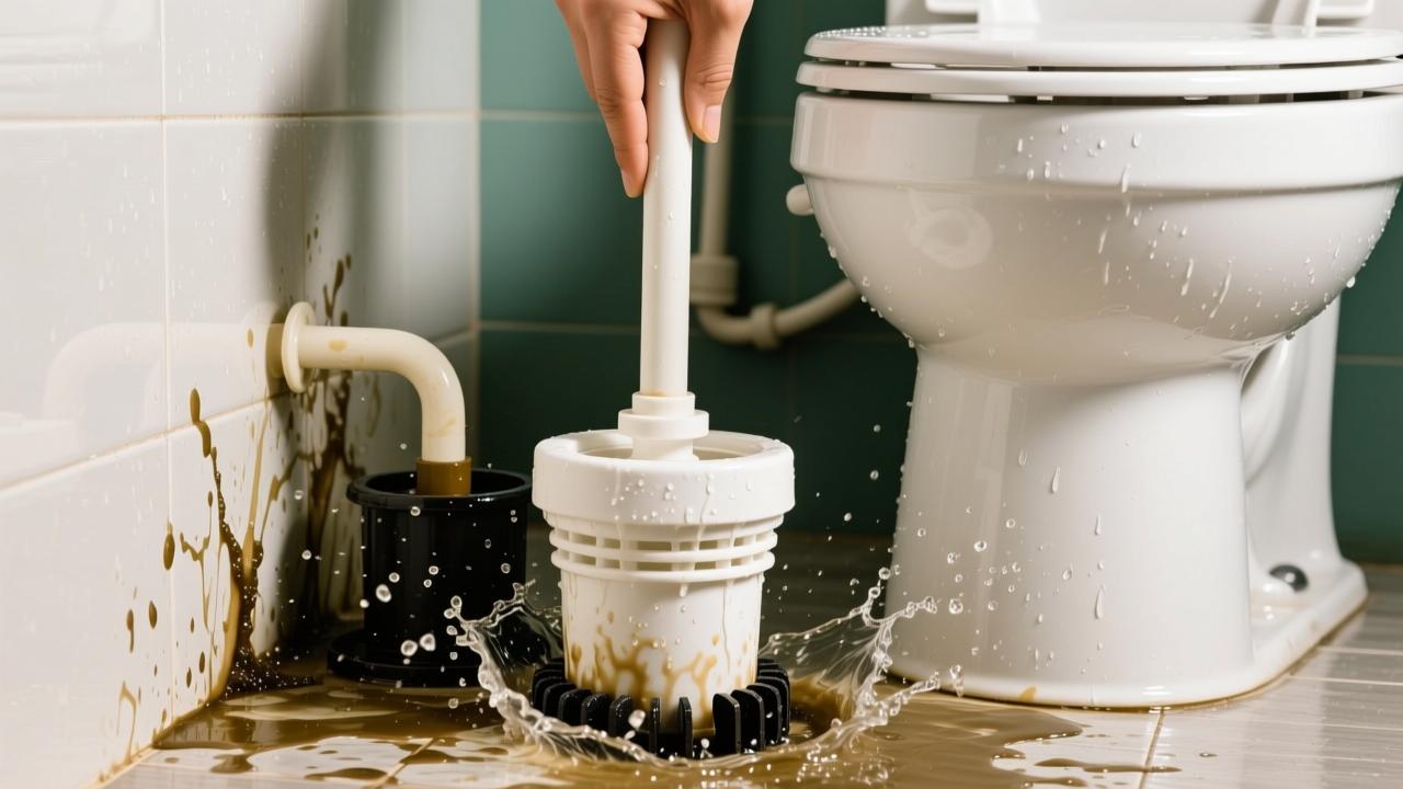 马桶塞怎么用才有效？4步黄金流程+3类堵塞匹配法，一按就通不溅水
